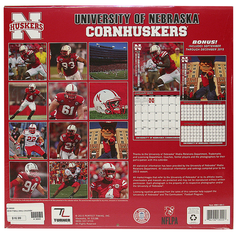 2015-2016 Nebraska Wall Calendar