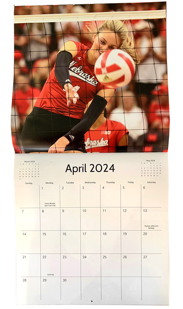 2024 Nebraska Volleyball Wall Calendar Buss