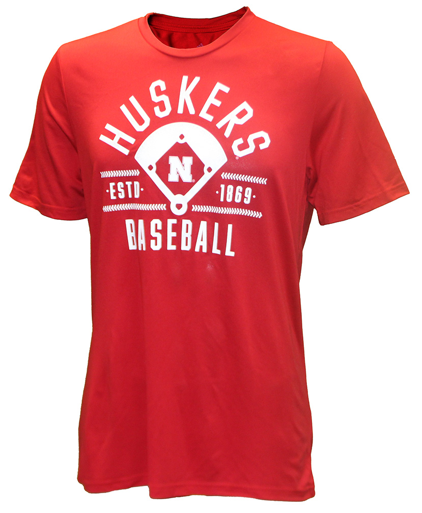 Adidas Red Husker Baseball Locker Exit Velocity SS Pregame Tee