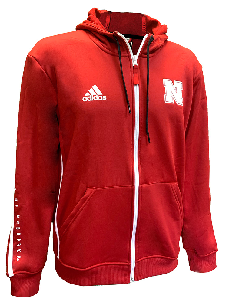 Adidas Red University Of Nebraska Sideline Athletic FZ Knit Jacket