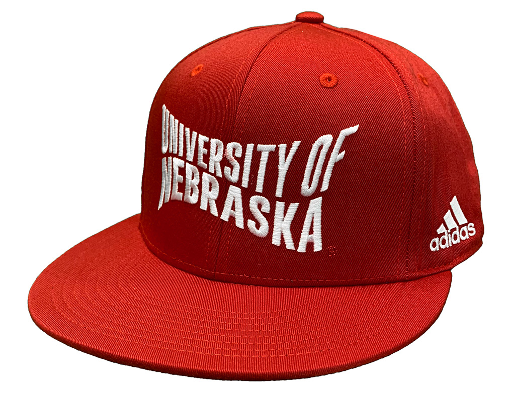 Adidas Red Wavy University Of Nebraska Flat Brim Adjustable Snapback Hat