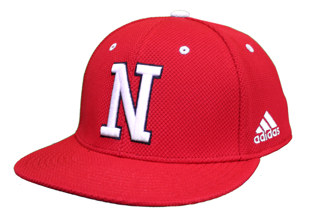 Besætte Forfatning håndtag Adidas Red N Nebraska Huskers Flat Bill Fitted Baseball Hat