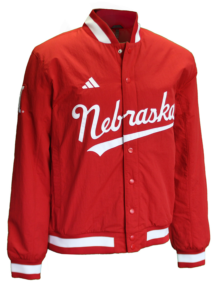 Adidas Red Nebraska Baseball Full Button Coaches Jacket