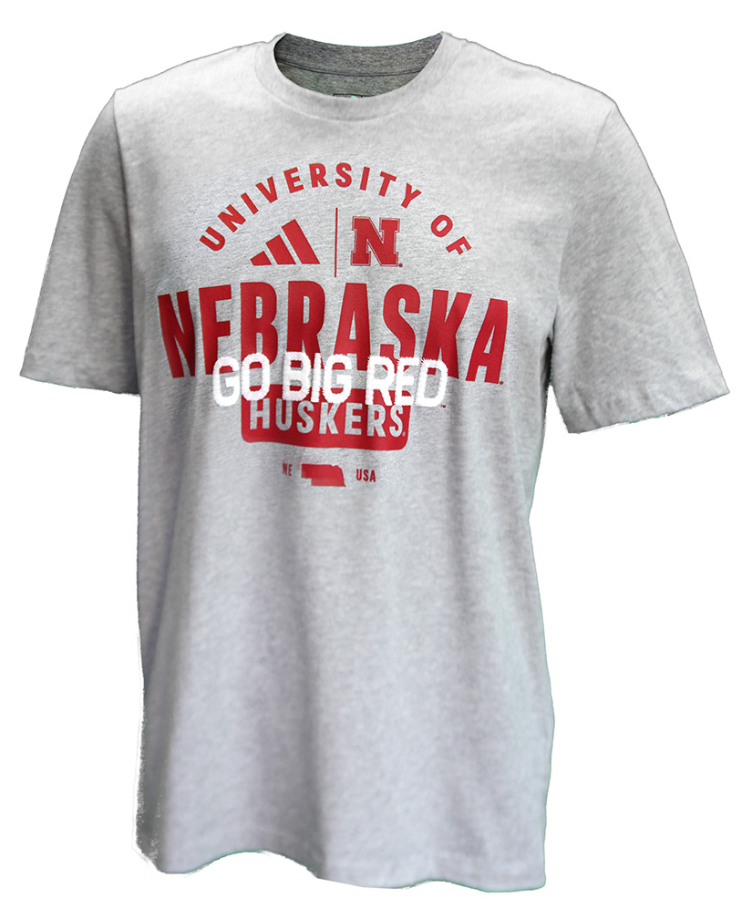 Adidas Grey Nebraska Go Big Red SS Tee