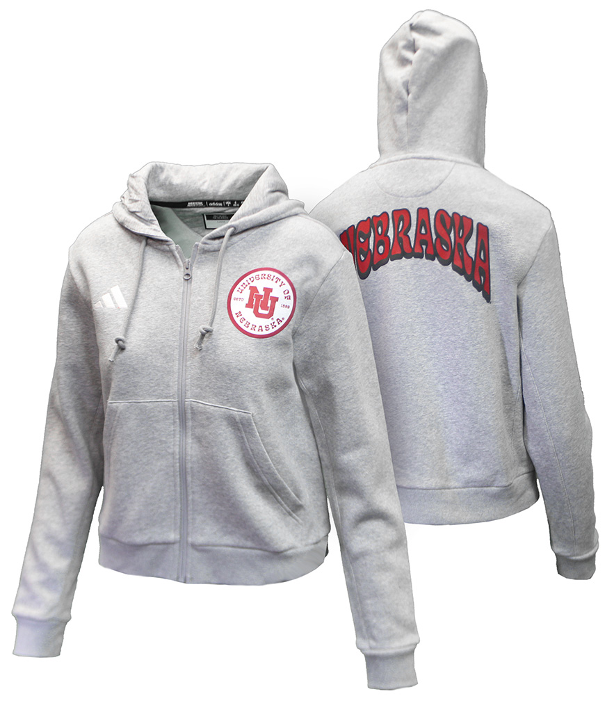 Adidas Womens Grey Nebraska FZ Fashion Hoodie