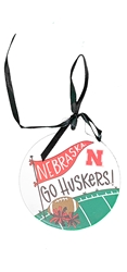 Go Huskers Football Ceramic Ornament Nebraska Cornhuskers, Nebraska  Holiday Items, Huskers  Holiday Items, Nebraska White Go Huskers Football Flat Ceramic Ornament Magnolia Lane, Huskers White Go Huskers Football Flat Ceramic Ornament Magnolia Lane