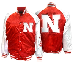 Nebraska Huskers The Game Satin Bomber Nebraska Cornhuskers, Nebraska  Mens Outerwear, Huskers  Mens Outerwear, Nebraska  Mens, Huskers  Mens, Nebraska Red And White Nebraska Huskers The Game Satin Bomber Jacket MTC, Huskers Red And White Nebraska Huskers The Game Satin Bomber Jacket MTC