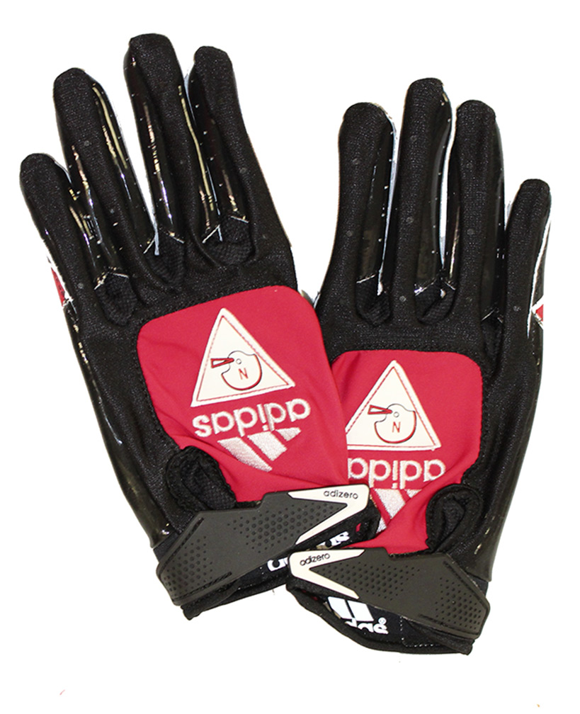 red and black youth football gloves